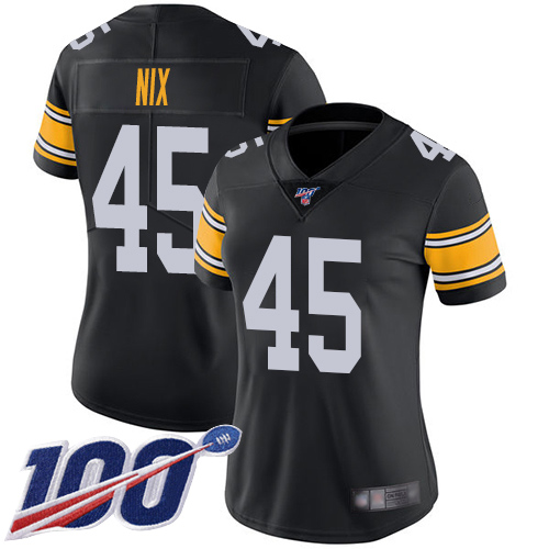 Women Pittsburgh Steelers Football 45 Limited Black Roosevelt Nix Alternate 100th Season Vapor Untouchable Nike NFL Jersey